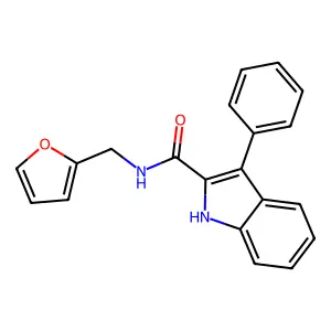 N-(2-furylmethyl)-3-phenyl-1H-indole-2-carboxamide structure
