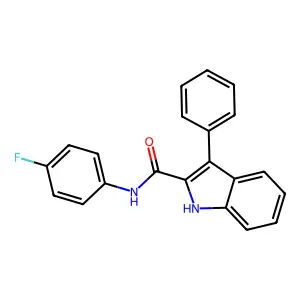 N-(4-fluorophenyl)-3-phenyl-1H-indole-2-carboxamide structure