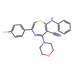 7-Anilino-3-(4-fluorophenyl)-5-morpholino-1,4-thiazepine-6-carbonitrile structure