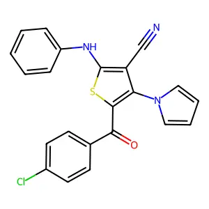 2-anilino-5-(4-chlorobenzoyl)-4-(1H-pyrrol-1-yl)-3-thiophenecarbonitrile structure
