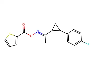 [1-[2-(4-Fluorophenyl)cyclopropyl]ethylideneamino] thiophene-2-carboxylate structure