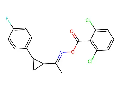 [1-[2-(4-Fluorophenyl)cyclopropyl]ethylideneamino] 2,6-dichlorobenzoate structure