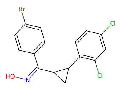 N-[(4-bromophenyl)-[2-(2,4-dichlorophenyl)cyclopropyl]methylidene]hydroxylamine structure