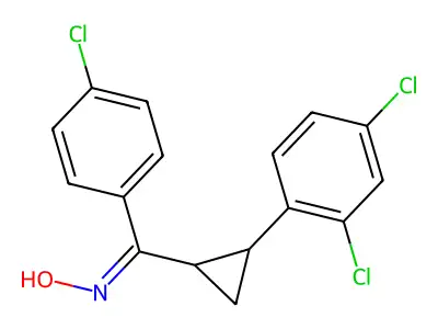 N-{(4-Chlorophenyl)[2-(2,4-dichlorophenyl)cyclopropyl]methylidene}hydroxylamine structure