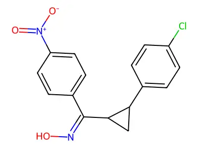 N-[[2-(4-chlorophenyl)cyclopropyl]-(4-nitrophenyl)methylidene]hydroxylamine structure