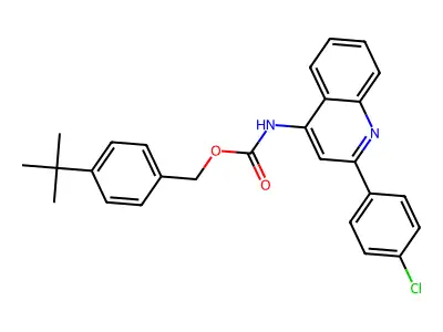 (4-tert-butylphenyl)methyl N-[2-(4-chlorophenyl)quinolin-4-yl]carbamate structure