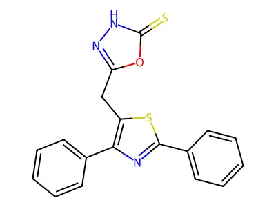 5-[(2,4-Diphenyl-1,3-thiazol-5-yl)methyl]-1,3,4-oxadiazol-2-ylhydrosulfide structure