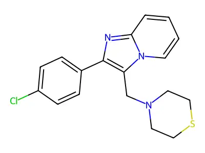 2-(4-Chlorophenyl)-3-(1,4-thiazinan-4-ylmethyl)imidazo[1,2-a]pyridine structure