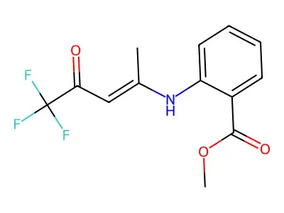Methyl 2-[(5,5,5-trifluoro-4-oxopent-2-en-2-yl)amino]benzoate structure