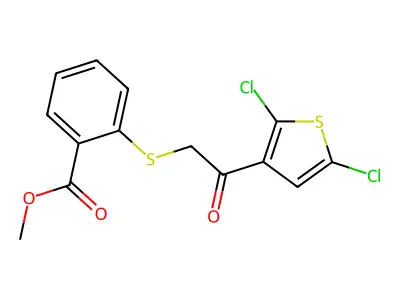 Methyl 2-{[2-(2,5-dichloro-3-thienyl)-2-oxoethyl]sulfanyl}benzenecarboxylate structure