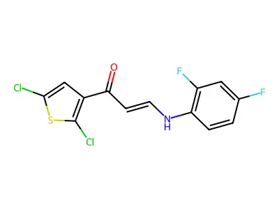 (E)-1-(2,5-dichloro-3-thienyl)-3-(2,4-difluoroanilino)-2-propen-1-one structure