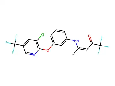 4-[3-[3-chloro-5-(trifluoromethyl)pyridin-2-yl]oxyanilino]-1,1,1-trifluoropent-3-en-2-one structure