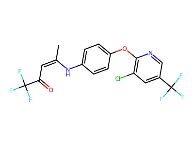 4-[4-[3-chloro-5-(trifluoromethyl)pyridin-2-yl]oxyanilino]-1,1,1-trifluoropent-3-en-2-one structure