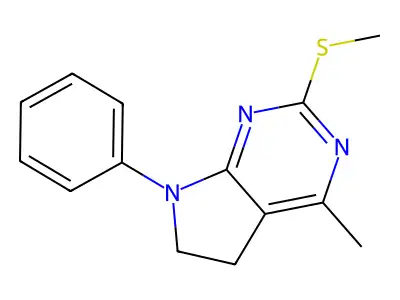 4-methyl-2-(methylsulfanyl)-7-phenyl-6,7-dihydro-5H-pyrrolo[2,3-d]pyrimidine structure