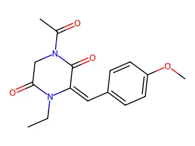 1-Acetyl-4-ethyl-3-[(4-methoxyphenyl)methylidene]piperazine-2,5-dione structure