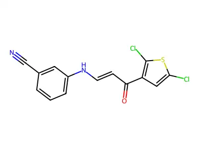 3-[[3-(2,5-Dichlorothiophen-3-yl)-3-oxoprop-1-enyl]amino]benzonitrile structure