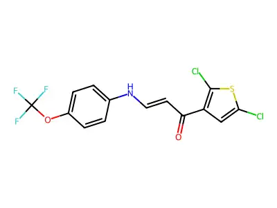 (E)-1-(2,5-dichloro-3-thienyl)-3-[4-(trifluoromethoxy)anilino]-2-propen-1-one structure