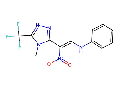 N-[2-[4-methyl-5-(trifluoromethyl)-1,2,4-triazol-3-yl]-2-nitroethenyl]aniline structure