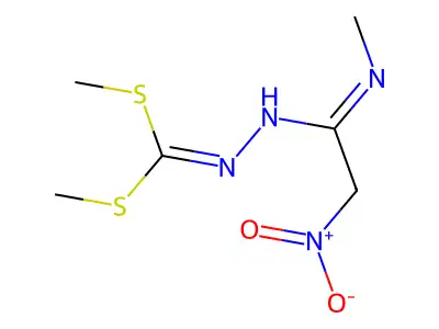 1-{2-[Bis(methylsulfanyl)methylene]hydrazino}-1-(methylimino)-2-nitroethane structure