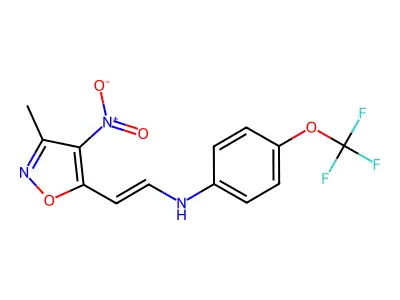 N-[2-(3-methyl-4-nitro-1,2-oxazol-5-yl)ethenyl]-4-(trifluoromethoxy)aniline structure