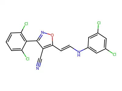 5-[2-(3,5-dichloroanilino)ethenyl]-3-(2,6-dichlorophenyl)-1,2-oxazole-4-carbonitrile structure