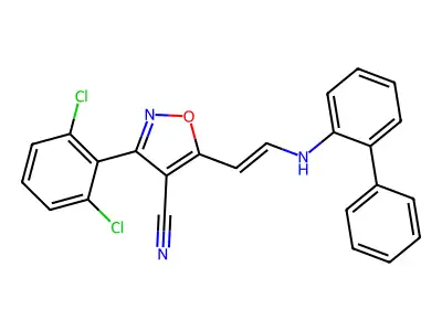 3-(2,6-Dichlorophenyl)-5-[2-(2-phenylanilino)ethenyl]-1,2-oxazole-4-carbonitrile structure