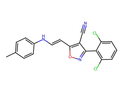 3-(2,6-Dichlorophenyl)-5-[2-(4-methylanilino)ethenyl]-1,2-oxazole-4-carbonitrile structure