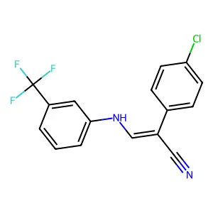 (Z)-2-(4-chlorophenyl)-3-[3-(trifluoromethyl)anilino]prop-2-enenitrile structure