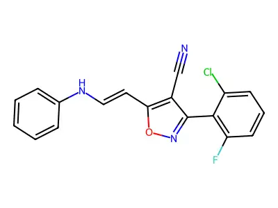 5-(2-Anilinoethenyl)-3-(2-chloro-6-fluorophenyl)-1,2-oxazole-4-carbonitrile structure