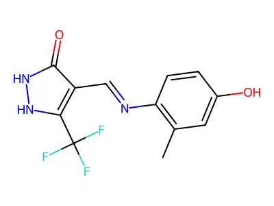 4-[(4-hydroxy-2-methylanilino)methylene]-5-(trifluoromethyl)-2,4-dihydro-3H-pyrazol-3-one structure