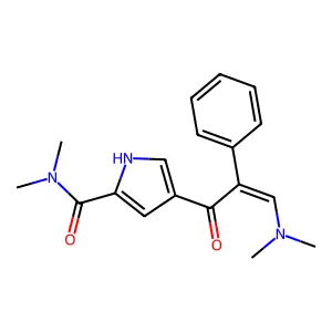 4-[3-(dimethylamino)-2-phenylacryloyl]-N,N-dimethyl-1H-pyrrole-2-carboxamide structure