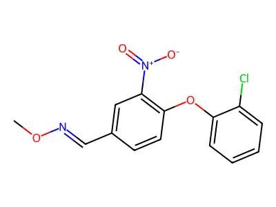 4-(2-chlorophenoxy)-3-nitrobenzenecarbaldehyde O-methyloxime structure
