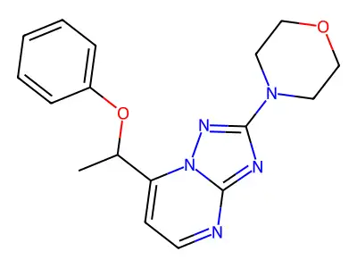 4-[7-(1-Phenoxyethyl)-[1,2,4]triazolo[1,5-a]pyrimidin-2-yl]morpholine structure