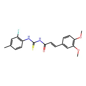 3-(3,4-dimethoxyphenyl)-N-[(2-fluoro-4-methylphenyl)carbamothioyl]prop-2-enamide structure