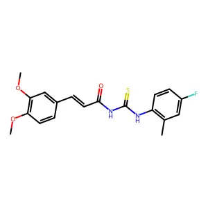 3-(3,4-dimethoxyphenyl)-N-[(4-fluoro-2-methylphenyl)carbamothioyl]prop-2-enamide structure
