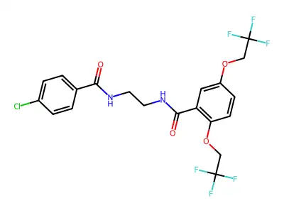 N-[2-[(4-chlorobenzoyl)amino]ethyl]-2,5-bis(2,2,2-trifluoroethoxy)benzamide structure