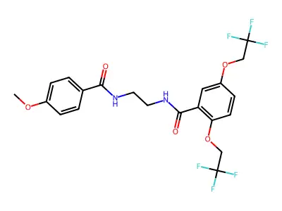 N-(2-{[2,5-bis(2,2,2-trifluoroethoxy)phenyl]formamido}ethyl)-4-methoxybenzamide structure
