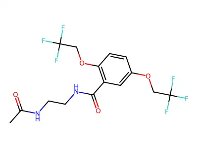 N-(2-acetamidoethyl)-2,5-bis(2,2,2-trifluoroethoxy)benzamide structure