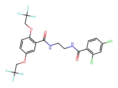 N-[2-[(2,4-dichlorobenzoyl)amino]ethyl]-2,5-bis(2,2,2-trifluoroethoxy)benzamide structure