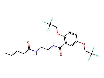 N-[2-(pentanoylamino)ethyl]-2,5-bis(2,2,2-trifluoroethoxy)benzenecarboxamide structure