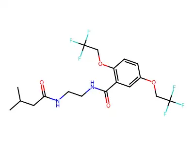 N-{2-[(3-methylbutanoyl)amino]ethyl}-2,5-bis(2,2,2-trifluoroethoxy)benzenecarboxamide structure