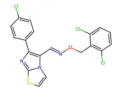 1-[6-(4-chlorophenyl)imidazo[2,1-b][1,3]thiazol-5-yl]-N-[(2,6-dichlorophenyl)methoxy]methanimine structure