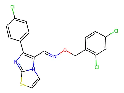 6-(4-chlorophenyl)imidazo[2,1-b][1,3]thiazole-5-carbaldehyde O-(2,4-dichlorobenzyl)oxime structure