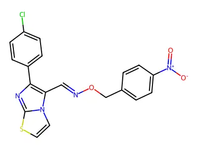 1-[6-(4-chlorophenyl)imidazo[2,1-b][1,3]thiazol-5-yl]-N-[(4-nitrophenyl)methoxy]methanimine structure