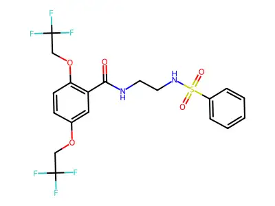 N-(2-benzenesulfonamidoethyl)-2,5-bis(2,2,2-trifluoroethoxy)benzamide structure