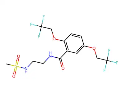 N-(2-methanesulfonamidoethyl)-2,5-bis(2,2,2-trifluoroethoxy)benzamide structure