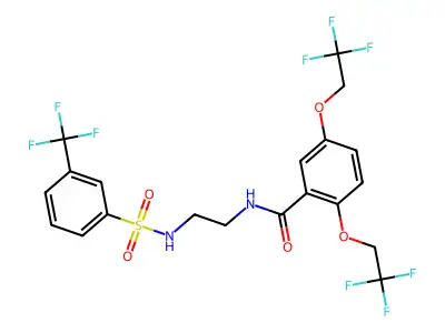 2,5-bis(2,2,2-trifluoroethoxy)-N-[2-({[3-(trifluoromethyl)phenyl]sulfonyl}amino)ethyl]benzenecarboxamide structure
