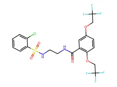 N-(2-{[(2-chlorophenyl)sulfonyl]amino}ethyl)-2,5-bis(2,2,2-trifluoroethoxy)benzenecarboxamide structure