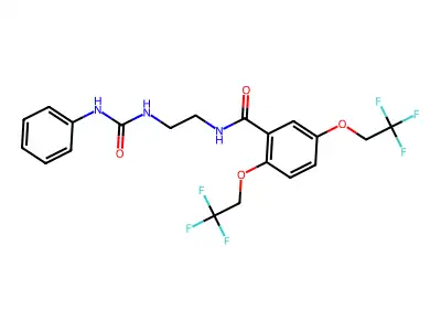 N-{2-[(anilinocarbonyl)amino]ethyl}-2,5-bis(2,2,2-trifluoroethoxy)benzenecarboxamide structure