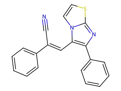 2-Phenyl-3-(6-phenylimidazo[2,1-b][1,3]thiazol-5-yl)prop-2-enenitrile structure